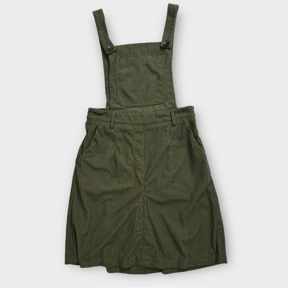 Cider Corduroy Overall Mini Dress Size Small‎ Olive Green Fall